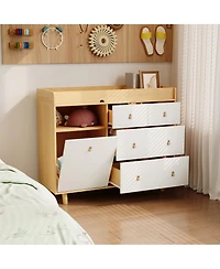 Diaper Table with 4 Drawers, Baby Changing Station with Storage Compartments