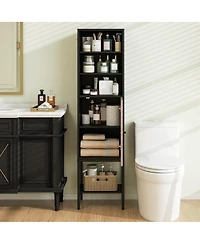 57" Bathroom Tall Cabinet with 1 Door and 4 Shelves Freestanding Floor