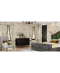 Nightstand with three cabinet doors, Side table with embossed pattern, wood end table, Bedside table for bedrooms, living rooms, offices