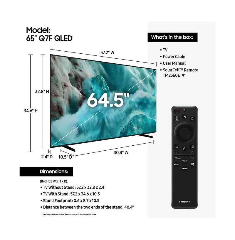 65" Class Q7F Series 4K Qled Vision Ai Smart Tizen Tv - QN65Q7FAAFXZA