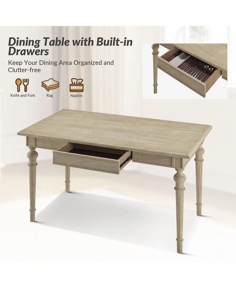 Pintu Farmhouse Dining Table With Drawer