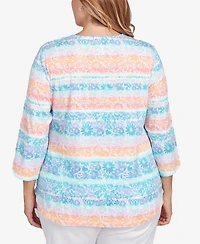 Ruby Rd. Plus Watercolor Stripe Print Top