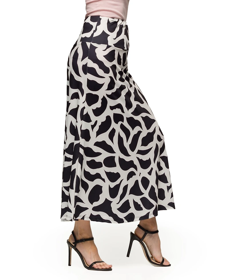 24seven Comfort Apparel Women's Elastic Waist A Line Maxi Skirt