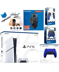 Sony Playstation 5 Slim Disc Bundle with Extra Controller, Plantronics Headset, Pro Gamer Kit, Trigger Kit and MightySkins Decal Voucher