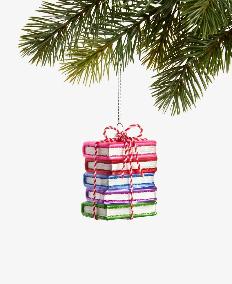 Holiday Lane Eclectic Charm Glass Book Stack Ornament, Macy's Exclusive