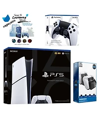 Sony PlayStation 5 Slim Digital with Extra Edge Controller, Dual Charging Dock and MightySkins Decal Voucher