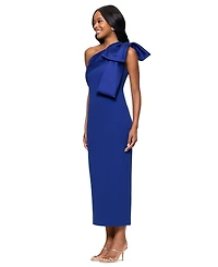 Betsy & Adam Women's Satin-Bow-Trim One-Shoulder Scuba Dress