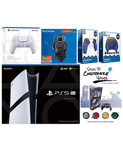 Sony Playstation 5 Pro Bundle with ExtraController, Plantronics Headset, Gamer Kit, Trigger Kit and MightySkins Decal Voucher Plus 2 Year Cps Exte