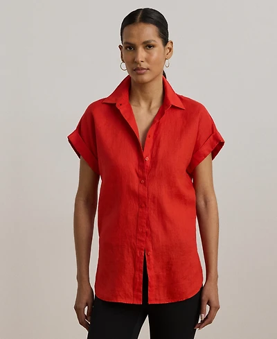 Lauren Ralph Dolman-Sleeve 100% Linen Shirt
