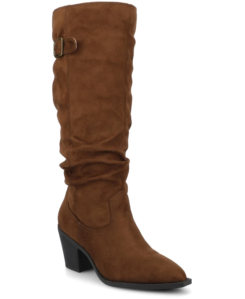 Journee Collection Women's Kaleah Pointed Toe Comfort Slouchy Boots