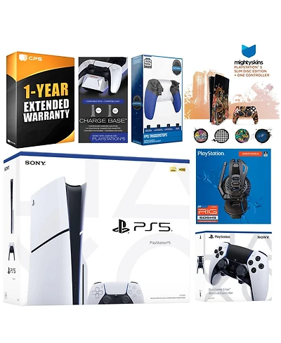 Sony Playstation 5 Slim Disc with Extra Edge Controller, Plantronics Headset, Trigger Stop Kit