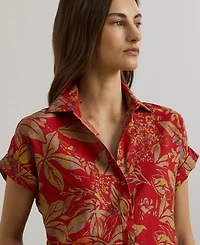 Lauren Ralph Women's Relaxed-Fit Floral Short-Sleeve Shirt