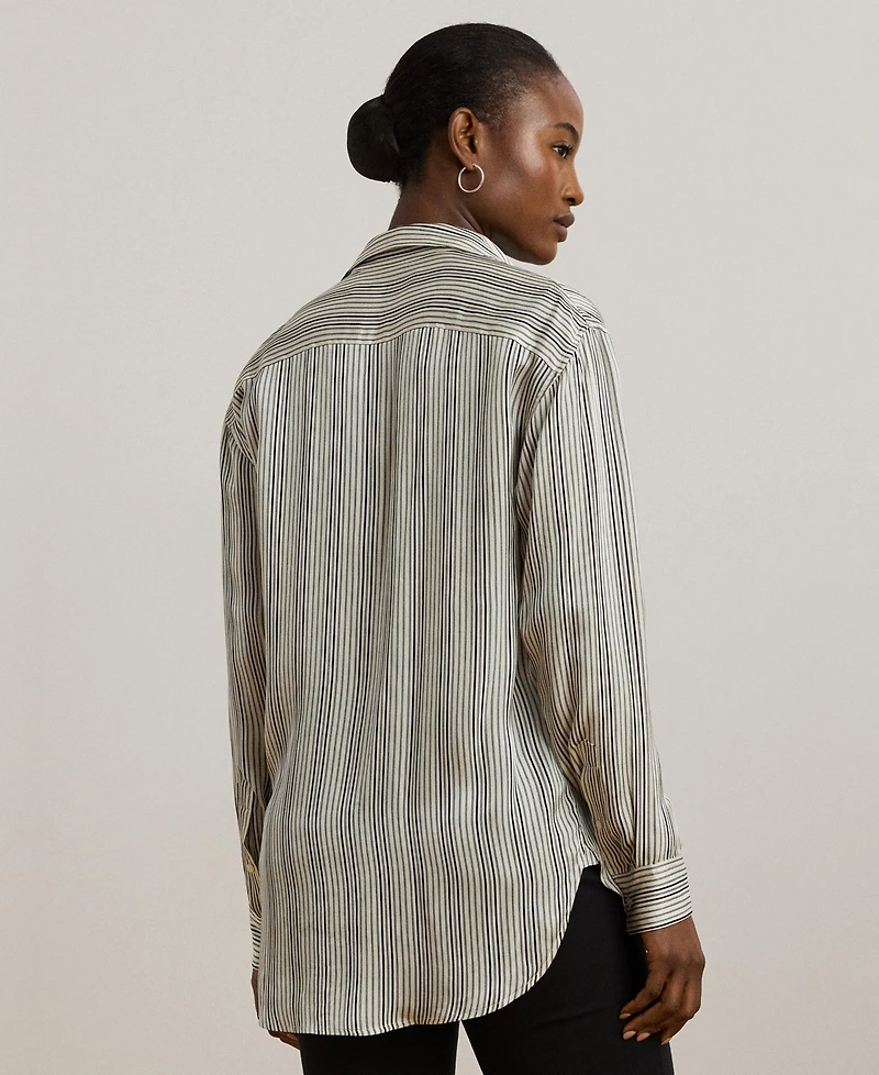 Lauren Ralph Women's Relaxed-Fit Striped Satin Shirt