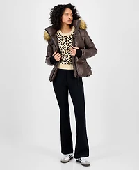 S13 Women's Allie Faux-Fur-Trim Hooded Puffer Coat