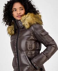 S13 Women's Allie Faux-Fur-Trim Hooded Puffer Coat