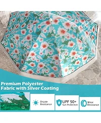 Beach Umbrella with Fringe Outdoor Tassel Push Button Tilt