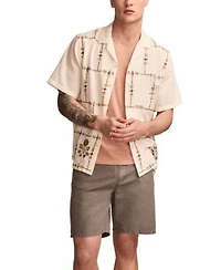Lucky Brand Embroidered Camp Shirt Graphic T Shirt Five Pocket Shorts