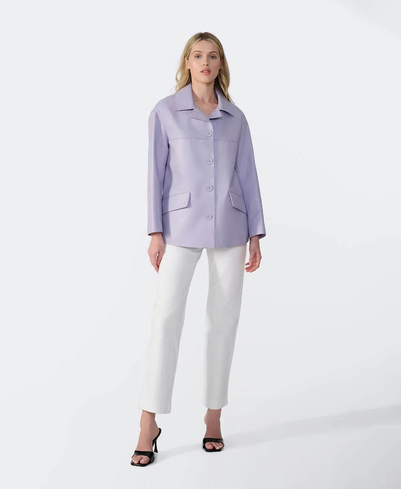 Furniq Uk Women's Relaxed Leather Jacket, Created for Macy's