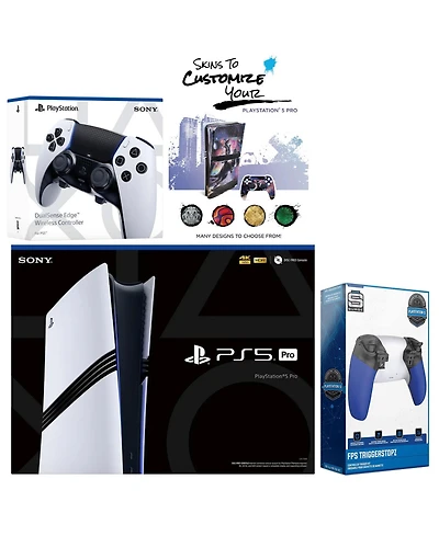 Sony PlayStation 5 Pro with Extra Edge Controller, Trigger Stop Kit and MightySkins Decal Voucher