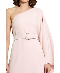 Mac Duggal Women's Crepe One Sleeve Belted Kaftan Dress
