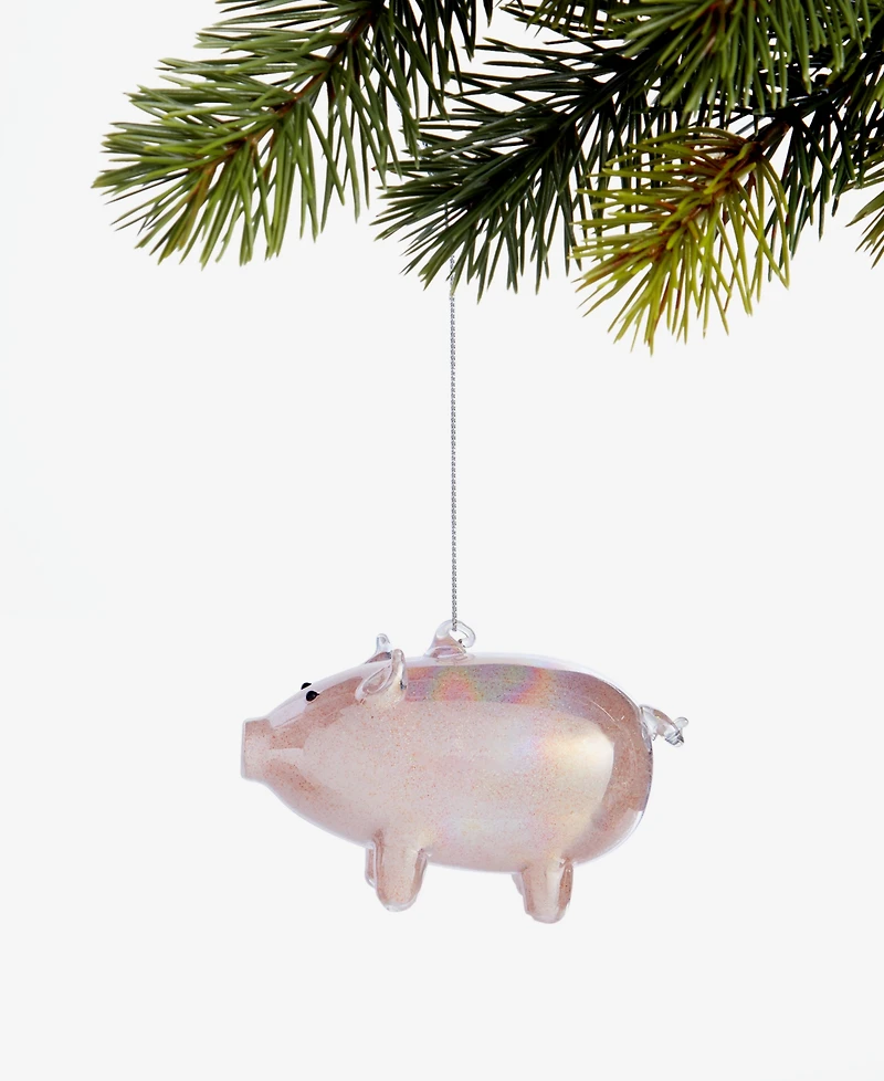Holiday Lane Pastel Shine Pink Glitter Pig Ornament, Macy's Exclusive