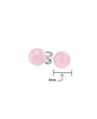 Bling Jewelry Set of 3 8MM Natural Pink Quartz Red Carnelian Green Aventurine Drop Ball Earrings
