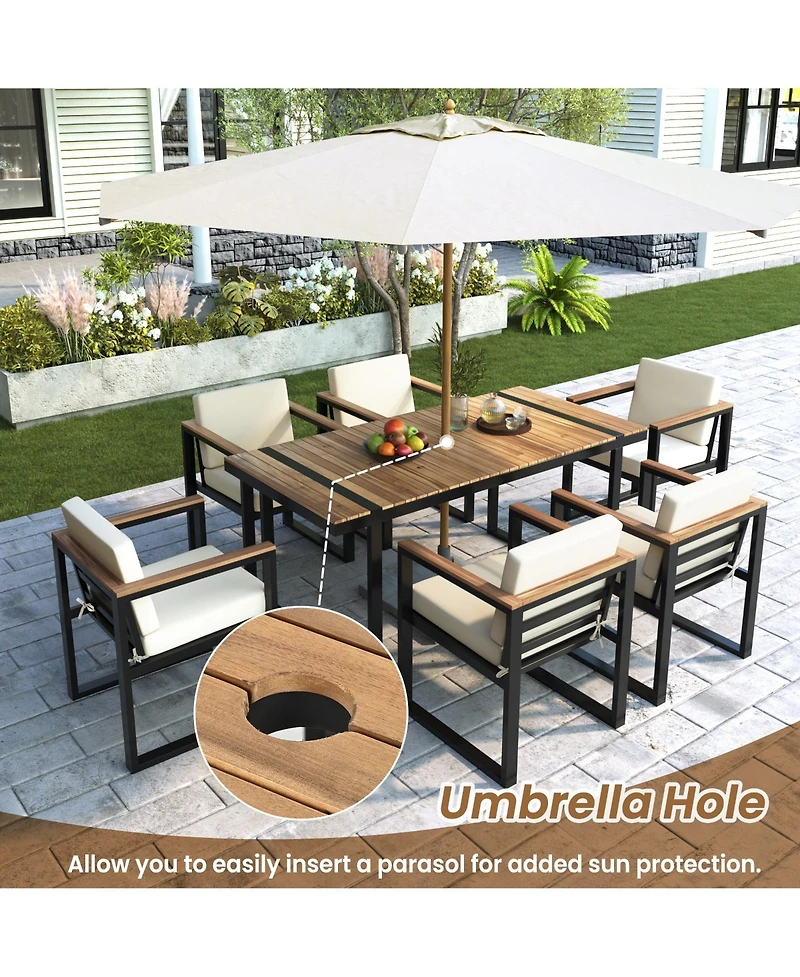 Mondawe 7 Pieces Outdoor Dining Set Patio Table and Chair