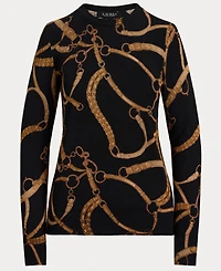 Lauren Ralph Women's Belting-Print Cotton-Blend Sweater