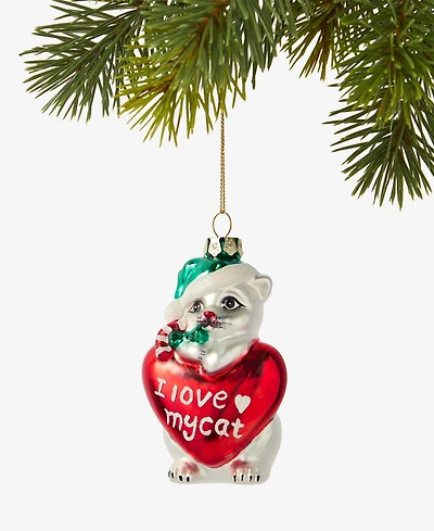 Holiday Lane Pets Glass Cat Ornament, Macy's Exclusive