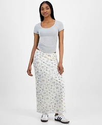 Hippie Rose Juniors' Floral-Print Maxi Skirt