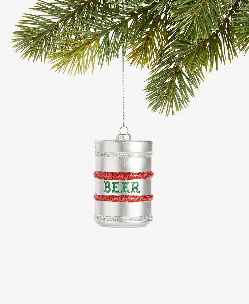 Holiday Lane Spirits Glass Glittered Beer Keg Ornament, Macy's Exclusive
