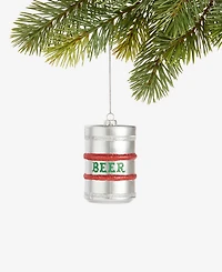 Holiday Lane Spirits Glass Glittered Beer Keg Ornament, Macy's Exclusive