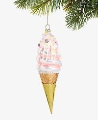 Holiday Lane Sugar Plum Glass Ice Cream Cone Ornament, Macy's Exclusive
