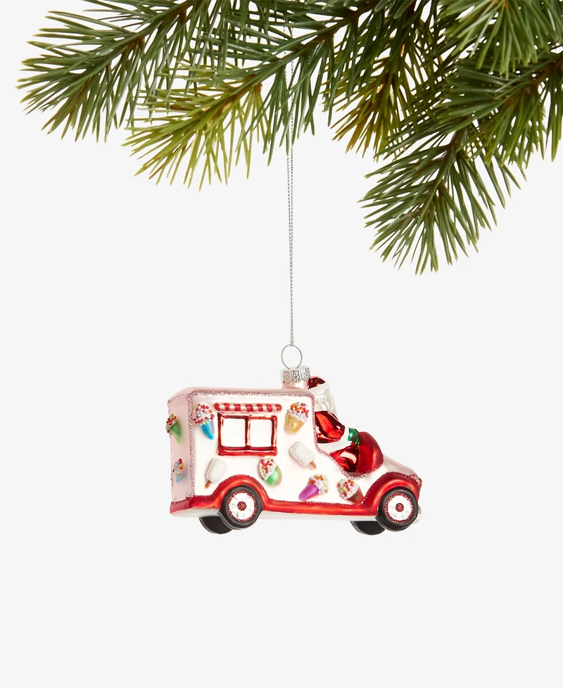 Holiday Lane Sugar Plum Glass Santa's Ice Cream Truck Ornament, Macy's Exclusive
