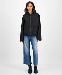 Rains Women's Zip-Front Hooded Drawstring Jacket