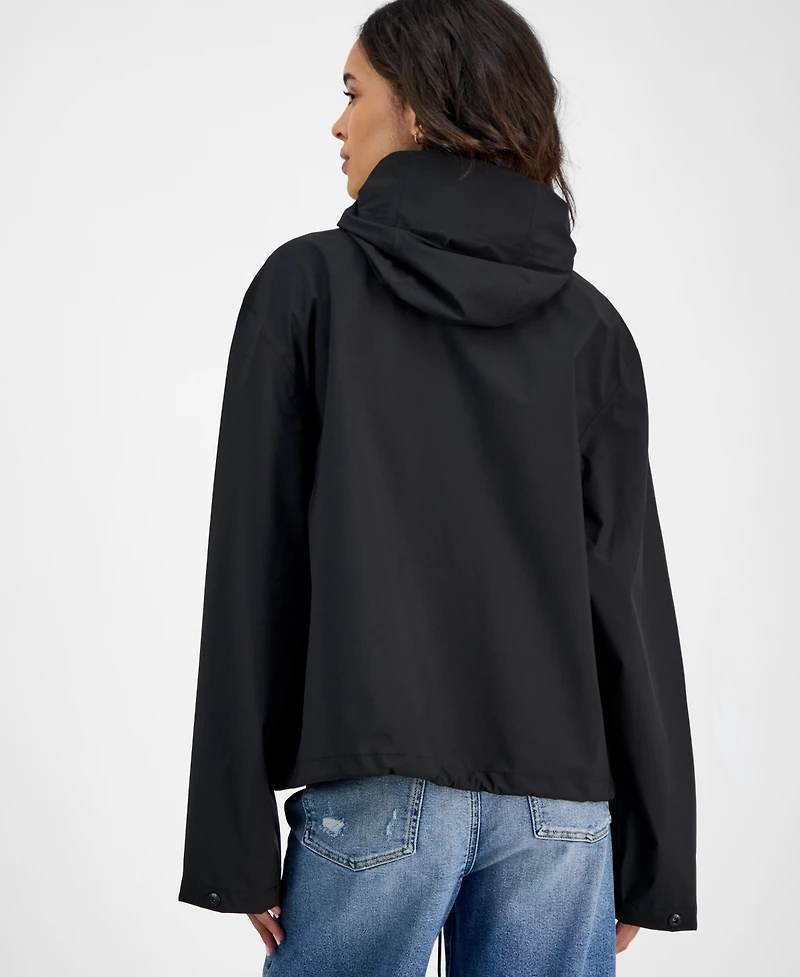 Rains Women's Zip-Front Hooded Drawstring Jacket