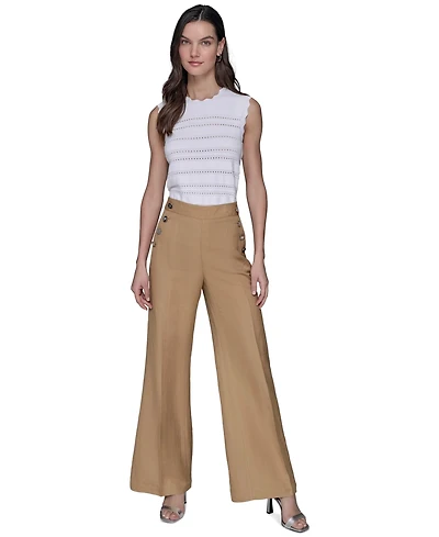 Karl Lagerfeld Paris Women's Linen-Blend Sailor Pants