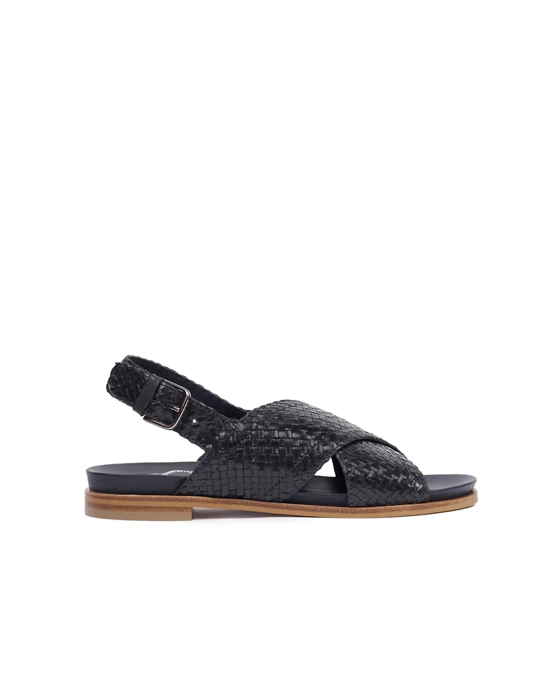 Leather Woven Crossover Sandal