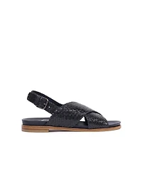 Leather Woven Crossover Sandal