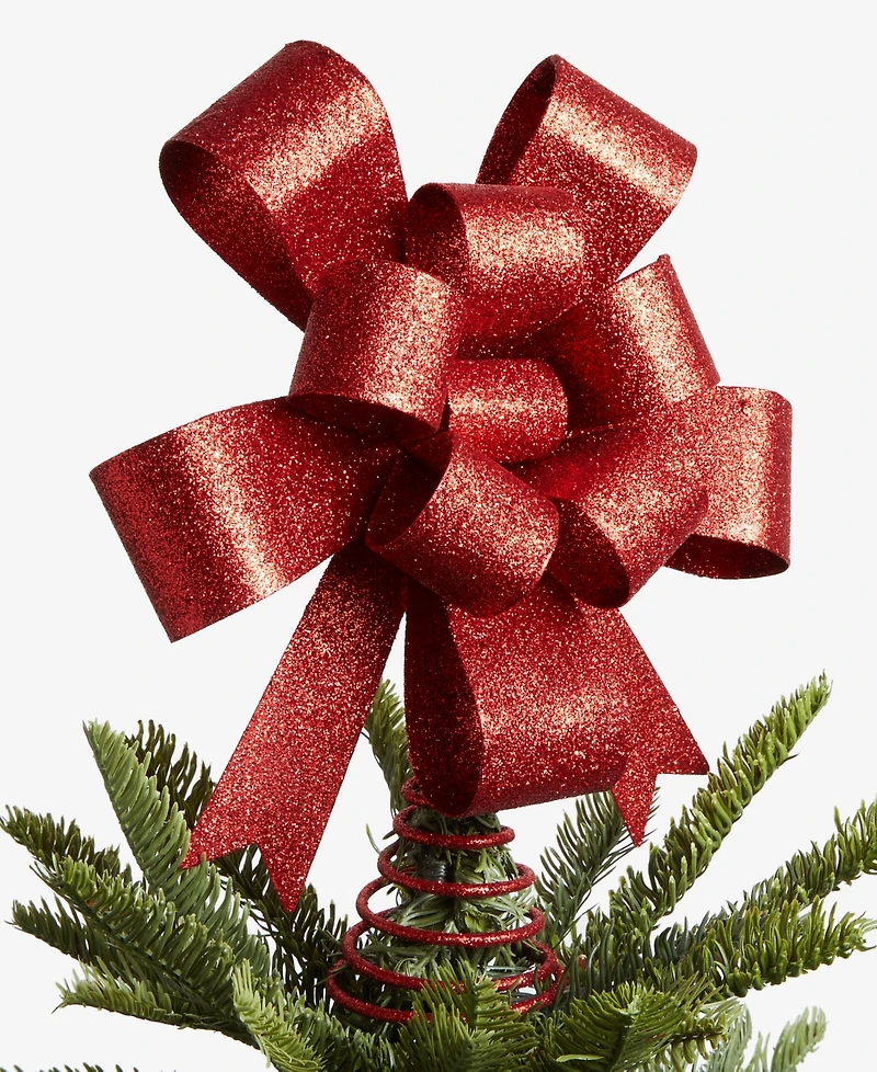 Holiday Lane Heritage Red Glitter Gift Bow Tree Topper, Macy's Exclusive