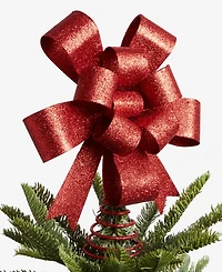 Holiday Lane Heritage Red Glitter Gift Bow Tree Topper, Macy's Exclusive