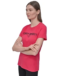 Dkny Sport Women's Cotton-Blend Rhinestone-Logo T-Shirt