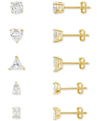 Giani Bernini 5-Pc. Set Mixed Cut Cubic Zirconia Stud Earrings in 18k Gold-Plated Sterling Silver, Exclusively at Macy's