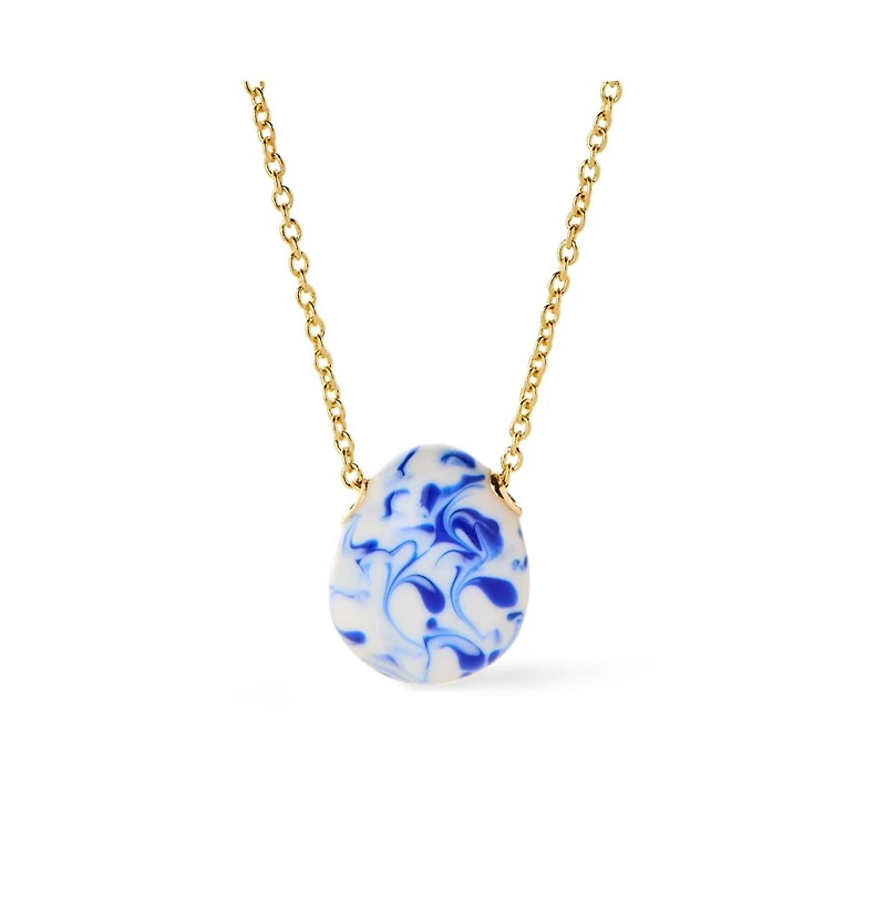 Ana Luisa Gold Statement Necklace - Pebble Mini Marble Blue