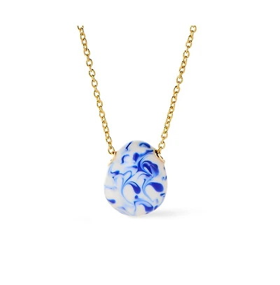 Ana Luisa Gold Statement Necklace - Pebble Mini Marble Blue