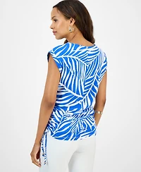 I.n.c. International Concepts Petite Cotton Printed V-Neck Top, Exclusively at Macy's