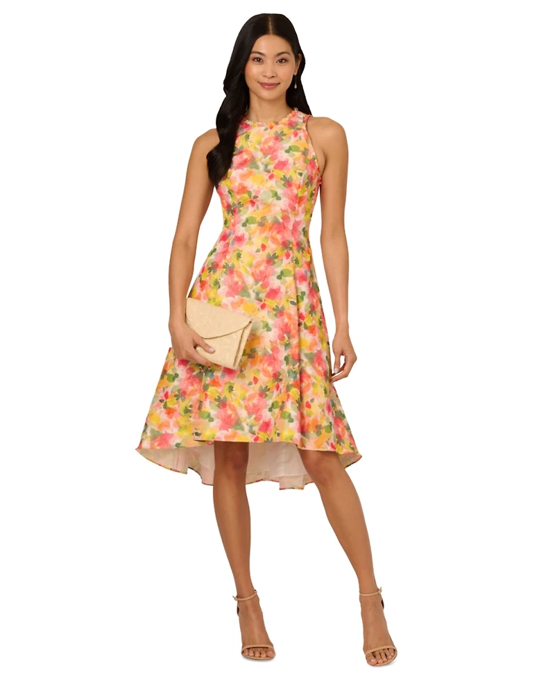 Adrianna Papell Women's Floral-Print Ruffle-Trim Dress