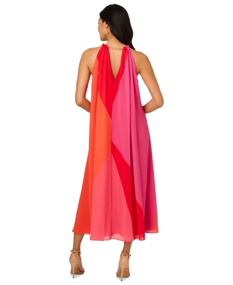 Adrianna Papell Women's Colorblocked Halter Dress