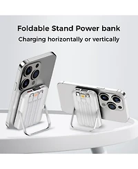 10000mAh Magnetic Power Bank w/ Stand- 3 Cables & Wireless Charging