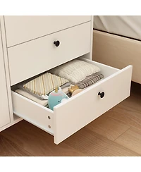 Robot-style Nightstand, Side table with three drawers and two doors, white wooden End table, Bedside table for bedrooms, living rooms, offices